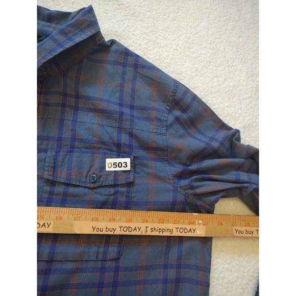 REI Button Up Shirt Men's XL Blue Plaid Casual‎ Long Sleeve  Outdoor 100% Cotton - Picture 7 of 10